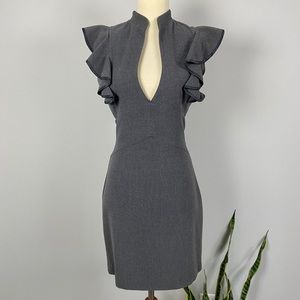 BLACK HALO Dress Gray Eva Mini In Gun Metal Cocktail Dress sz 4